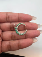 Emerald and sterling silver Crescent pendant