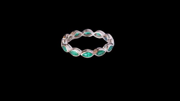14 K Marquise Emeralds eternity ring