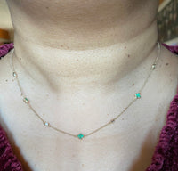 14K Gold Diamond and Emerald Clover necklace