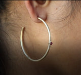 14K Ruby Hoop earrings heavy 12g