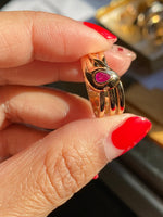 14K Gold Ruby and Diamond Snake ring