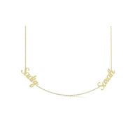 Solid Gold 2 Name Necklace 10K Gold 14K Gold Yellow Gold Rose Gold White Gold name plate