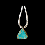 Turquoise Rimmed in Gold Howlite necklace nature