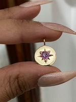 14K pink sapphire disc charm