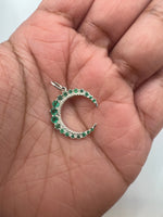 Emerald and sterling silver Crescent pendant