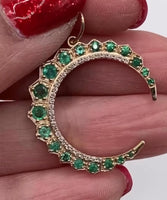 14K Gold Emerald crescent pendant