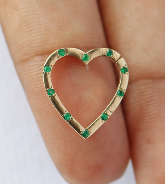 14 karat gold and Emeralds heart shaped connector