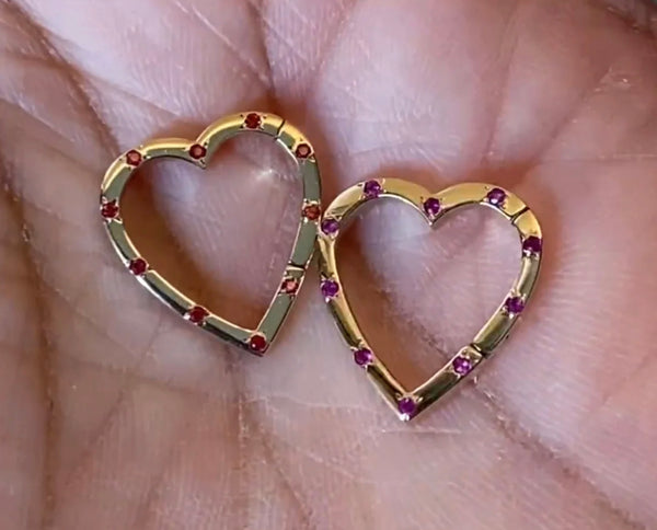 14K Gold and sapphire Heart connector