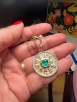 Emanate 14K Yellow Gold 1.8 ctw Colombian Emerald Blue Sapphire Ruby Diamond medallion pendant charm