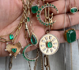 Emanate 14K Yellow Gold 1.8 ctw Colombian Emerald Blue Sapphire Ruby Diamond medallion pendant charm