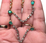 14K Double pear Emerald and diamond chain earrings