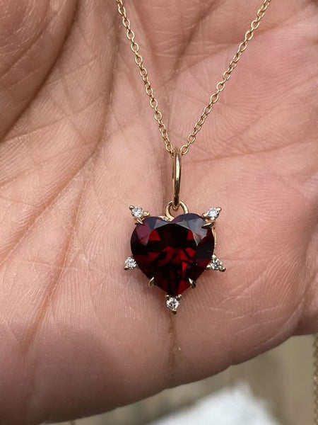 14K  Garnet and diamond Zelda pendant