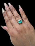 14K gold 3 carat cushion cut emerald and diamond ring