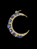 14K dark Blue Sapphire .50 ct large Diamond crescent pendant