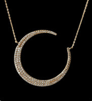 14K Large Diamond Moon necklace