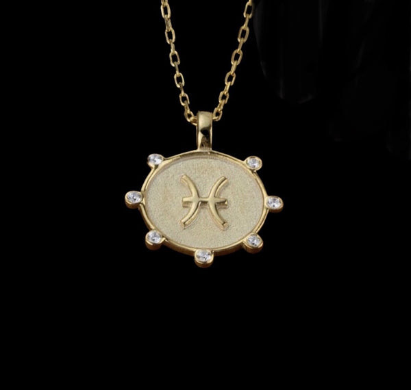 10K Gold And Diamond Medium Zodiac Pendant Choose from any 12 signs