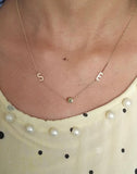 14K Gold Initials necklace with 4mm Round Diamond SI