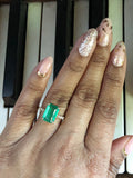 14K Gold 3.5 Carat Zambian Emerald cut emerald ring