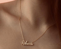 14K Gold and Diamond Name Word Necklace Personalized necklace