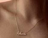 14K Gold and Diamond Name Word Necklace Personalized necklace