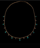 14K Gold 3ctw Colombian Emerald and diamond  Necklace