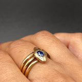 14K Yellow gold Antique blue sapphire snake ring 6