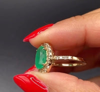 14K Gold 2.3 Ctw Colombian Emerald and Diamond Ring