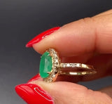 14K Gold 2.3 Ctw Colombian Emerald and Diamond Ring