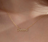 14K Gold and Diamond Name Word Necklace Personalized necklace