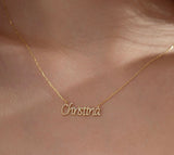14K Gold and Diamond Name Word Necklace Personalized necklace