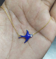 14K Gold Bluebird necklace with Diamond eye