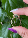 14K Gold 3.43 Ctw Colombian Emerald and Diamond bezel Halo ring