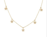 14K Gold 5 star diamond choker necklace