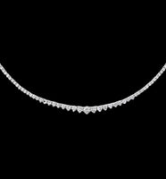 18K White Gold 3.2 ctw Graduated diamond choker necklace.
