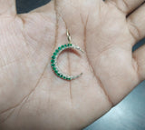 14K Gold Crescent pendant with Zambian emeralds and diamonds