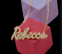 14K Gold and Diamond Name Word Necklace Personalized necklace