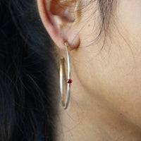 14K Ruby Hoop earrings heavy 12g