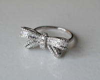 14K Gold Bow Ring with .50 carat FG VS Diamonds Yellow White or Rose Gold