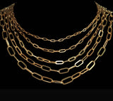 14K Yellow Gold hollow paperclip chain 20”