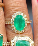 14K Gold 2.3 Ctw Colombian Emerald and Diamond Ring