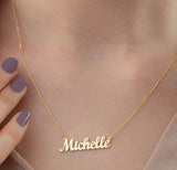 10K Gold Name plate necklace with Chain