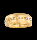 18K Gold over Sterling Silver Diamond Cigarette band ring wide statement ring