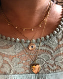 14K Gold evil eye necklace .12 ctw blue sapphires and diamonds necklace