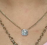 14K Gold Asscher cut .75 ctw Diamond Mosaic necklace 4 carat look