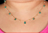 14K Gold 3.11 ctw Colombian Emerald and Diamond necklace