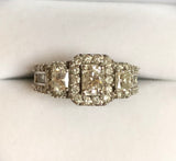2.8 carat Radiant diamond round diamond halo ring engagement ring right hand ring
