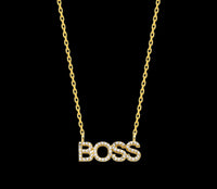 14K Gold and Diamond BOSS necklace SI diamonds