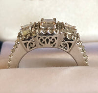 2.8 carat Radiant diamond round diamond halo ring engagement ring right hand ring