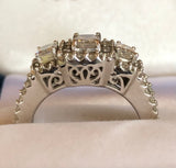 2.8 carat Radiant diamond round diamond halo ring engagement ring right hand ring