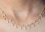 14K Gold and .35 Carat Round bezel Diamond Fringe necklace 27 diamonds necklace in Yellow Gold White Gold or Rose Gold Customizeable